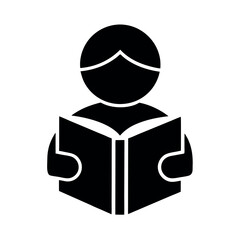 Student Avatar Reading Book Icon Vector Illustration