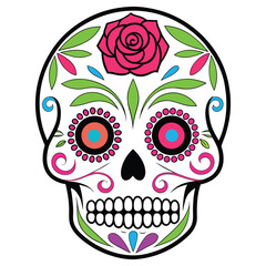 Floral Sugar Skull Clipart for Holiday Celebrations and Decor