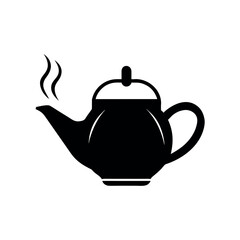 Teapot with Steam Outline Logo Vector Illustration