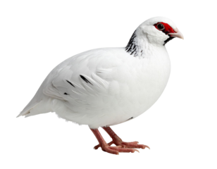 White partridge standing on transparent background