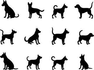 Dog Silhouette Collection | Sitting and Standing Dog Shape