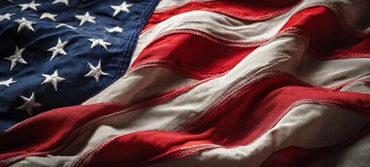 The beautiful American flag waving gracefully in the breeze.