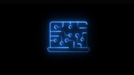 Global technology concept. Abstract symbol icon of online. technology neon icon background. neon illuminated global network technology .looped animation. Cloud space and technology, data backup icon. - Powered by Adobe