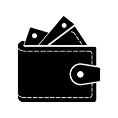 Wallet with Bills Sticking Out Icon Vector Illustration