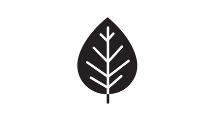 Leaf icon of a plant with veining, isolated on a white background, for design use
