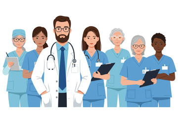 Diverse medical team stands united offering compassionate care and expertise for all