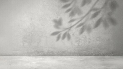 Neutral Concrete Wall Backdrop with Plant Shadow for Product Display, Presentation, and Backgrounds