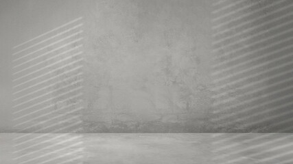 Minimalist Concrete Wall with Shadow Patterns Modern Interior Design, Empty Room Background.