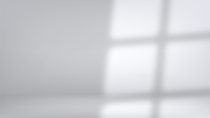 Soft Light and Shadow Interior Window Illumination, Minimalist Empty Room, White Background.