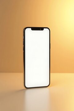 Sleek Modern Smartphone with Blank White Screen on a Warm Background