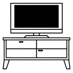Wall-Mounted TV Stand Front View – Art Vector