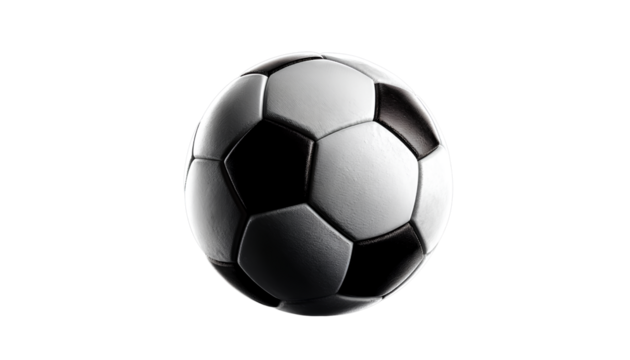 Modern Soccer Ball Spinning Mid-Air with Motion Blur Effect, Side View, Transparent PNG