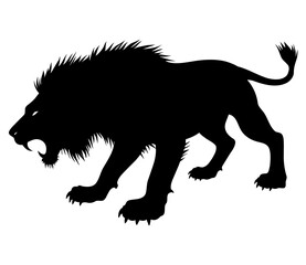 Lion in Attack Pose Silhouette