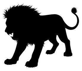 Lion in Attack Pose Silhouette