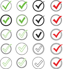 Check mark circles set vector on white background