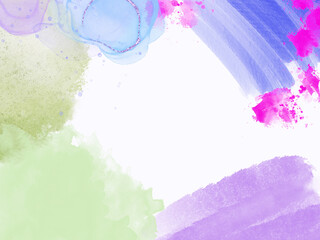 Watercolor colorful wet wash splash on paper birthday or wedding invitation card