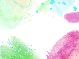 Watercolor colorful wet wash splash on paper birthday or wedding invitation card