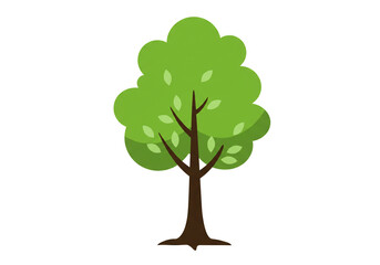 A cartoon tree with a brown trunk and a green crown on a white background illustration