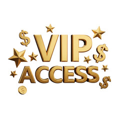 Unlock exclusive rewards and opportunities with golden VIP access, stars, and dollar signs.