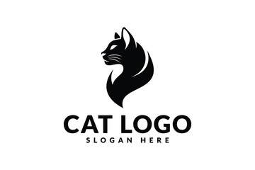 cat head logo design. logo icon vector silhouette illustration