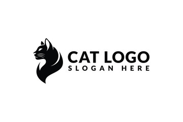 cat head logo design. logo icon vector silhouette illustration