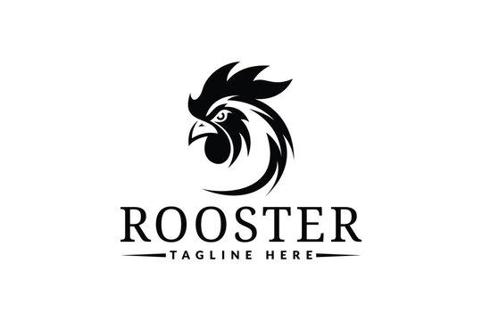 Rooster head logo design. Logo icon vector silhouette illustration