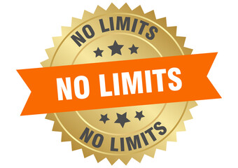 no limits. no limits round orange and gold label isolated on transparent background