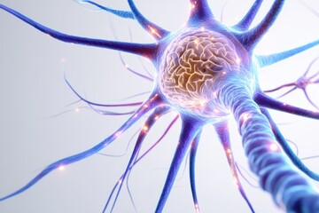 x-default Microscopic view of Neuron with Brain Cell