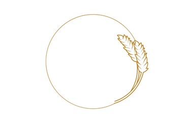 Golden agriculture ears of wheat frame illustration. Grain golden vector round frame