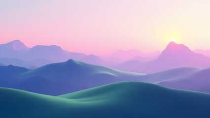 Abstract Mountain Landscape With Pastel Colors