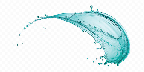 realistic 3d smooth liquid clean water splash in different color and curve  style isolated on transparent  background