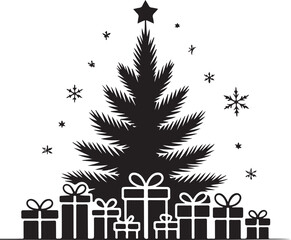 Set of winter and christmas silhouettes. Christmas collection.