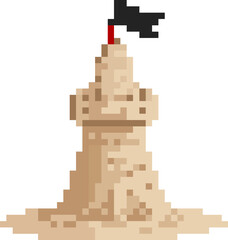 pixel illustration of a sandcastle ©  Phoenixel