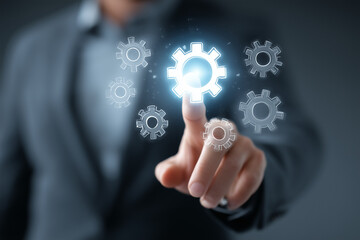 Fototapeta premium Boosting Business Automation A Digital Touch to Innovation and Efficiency through Technology solutions in the Modern Era for Progress and success.