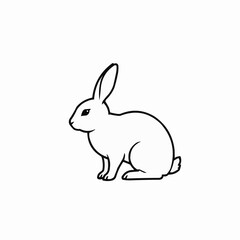 Obraz premium White rabbit sitting in profile outline illustration 