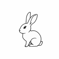 Obraz premium Illustration of a sitting rabbit in simple line art style 