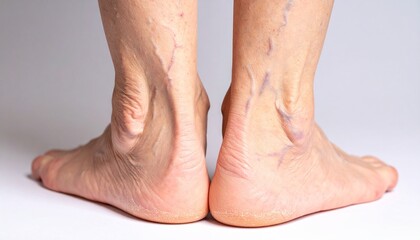 Healthy Aging Feet Showing Visible Veins and Skin Texture.