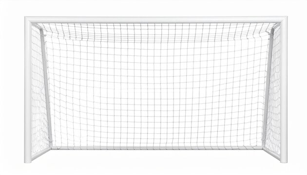 White Soccer Goal Net Isolated on White Background Perfect for Sports Websites and Designs.