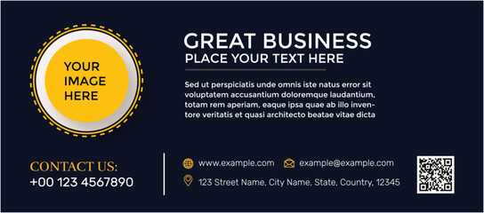 Great business promotion banner with customizable image and contact details