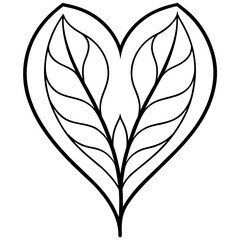 Plant Leaf Heart Minimalist Line Art Icon – Elegant Nature Vector Design