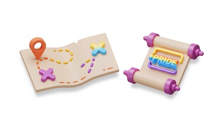 Colorful maps flat design illustration