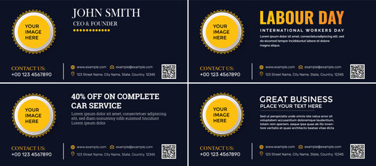 Collection of business and car service promotional banners with holiday theme