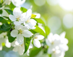 Fototapeta premium Blooming apple blossoms in spring sunlight
