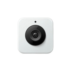 Fototapeta premium Isolated sleek modern security camera, featuring a white casing and a prominent black lens, on transparent background