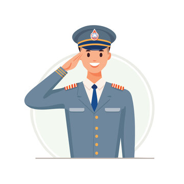 saluting officer in blue uniform clip art preview