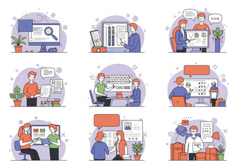 Diverse Business People Engaging in Collaborative Work Activities