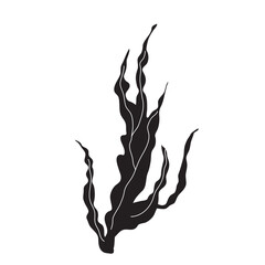 Seaweed black isolated silhouette on white background for icons, stickers, posters, webs