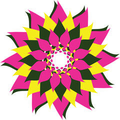 Pink yellow floral festive wishes mandala element flower