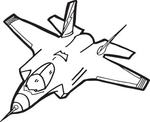 Fighter Aircraft Silhouette Vector, Military Jet Clipart Design