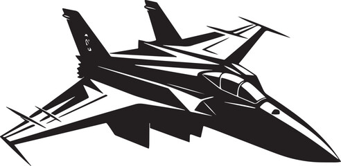 Fighter Aircraft Silhouette Vector, Military Jet Clipart Design